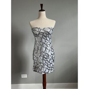As You Wish Silver Sequin Strapless Mini Dress Disco Evening Party Dress Med